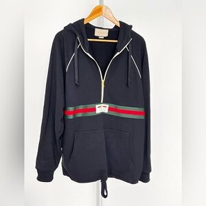 Gucci Black Hoodie with Green and Red Stripe